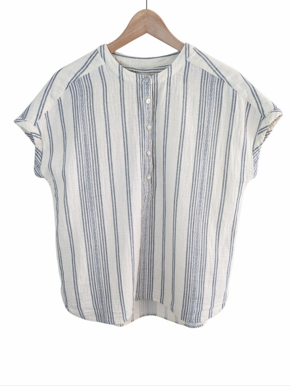 Faherty Dream Cotton Gauze Desmond Top Striped Large